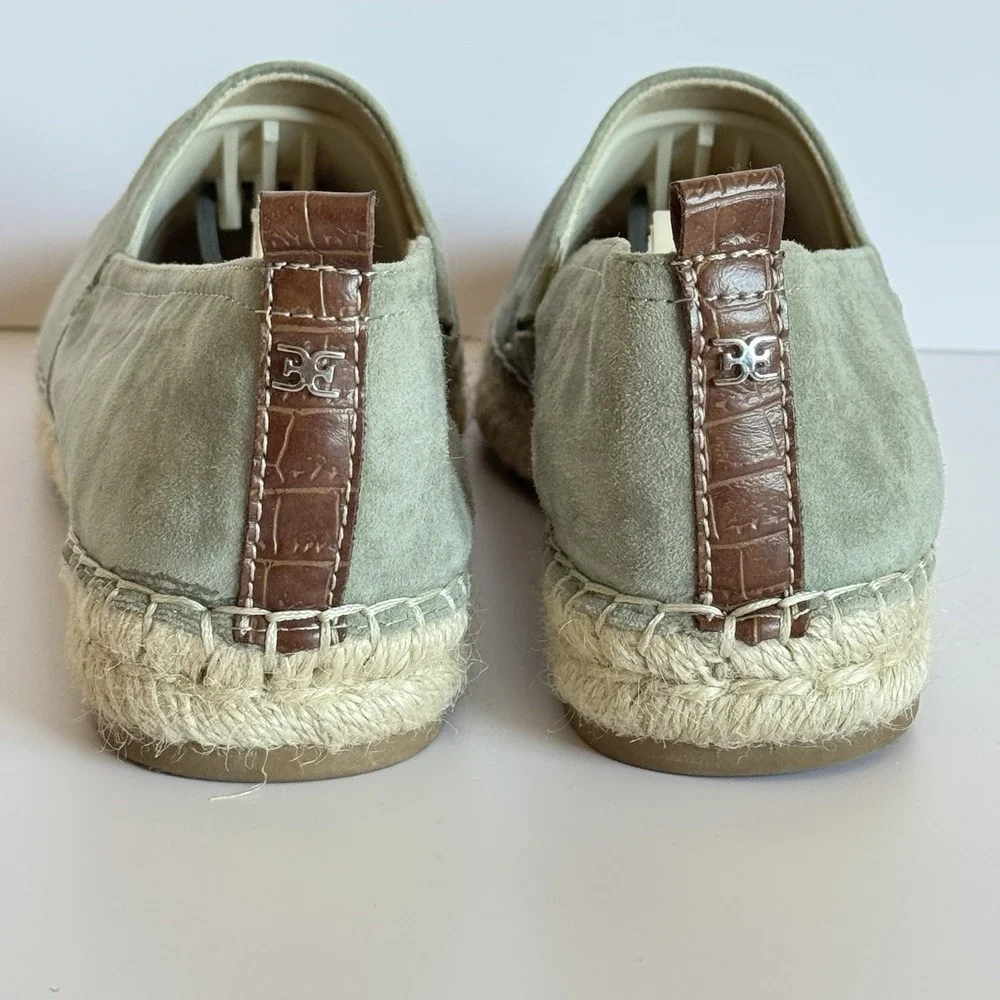 Sam Edelman Khloe Womens 7.5 Sage Suede Espadrille Flats Slip On